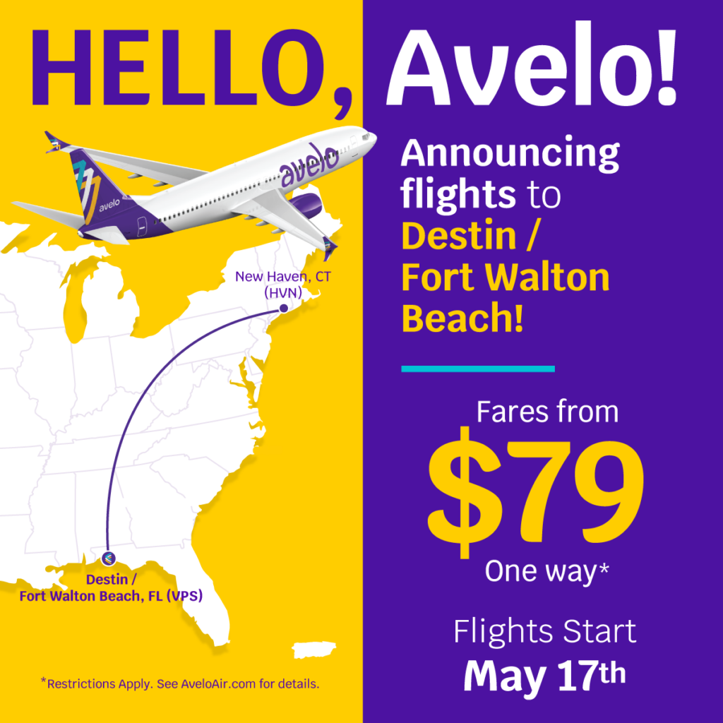 Affordable New Flights New Haven HVN to Destin VPS